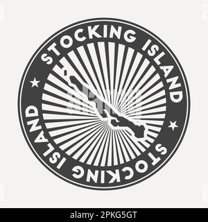 Logo rotondo di Stocking Island. Badge da viaggio vintage con nome circolare e mappa, illustrazione vettoriale. Può essere utilizzato come insegna, logotipo, etichetta, stickke Illustrazione Vettoriale