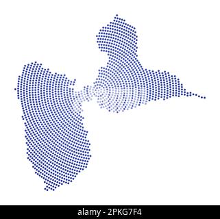 Mappa punteggiata Grande-Terre. Forma in stile digitale di Grande-Terre. Icona tecnologica dell'isola con punti sfumati. Attraente illustrazione vettoriale. Illustrazione Vettoriale