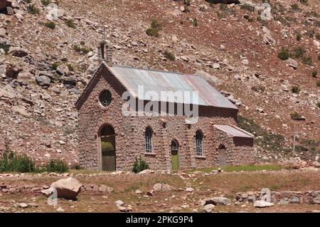 Iglesia de Puente del Inca, Departamento Las Heras, Mendoza, Argentina Foto Stock