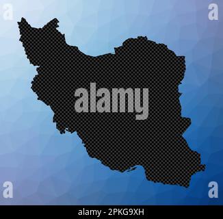 Mappa geometrica dell'Iran. Forma a stencil dell'Iran in basso stile poly. Illustrazione vettoriale moderna del paese. Illustrazione Vettoriale