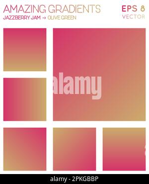 Sfumature colorate in marmellata di jazzberry, tonalità di colore verde oliva. Sfondo gradiente effettivo, illustrazione vettoriale moderna. Illustrazione Vettoriale