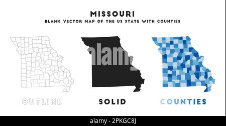 Mappa del Missouri. Borders of Missouri per la tua infografica. Forma dello stato US vettoriale. Illustrazione vettoriale. Illustrazione Vettoriale