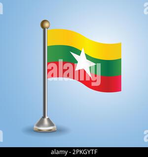 Stato tabella bandiera del Myanmar. Simbolo nazionale, illustrazione vettoriale Illustrazione Vettoriale