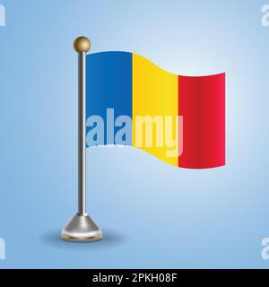 Tabella Stato bandiera della Romania. Simbolo nazionale, illustrazione vettoriale Illustrazione Vettoriale