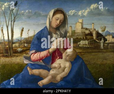 Madonna del Prato dipinta dall'artista rinascimentale italiano Giovanni Bellini Foto Stock