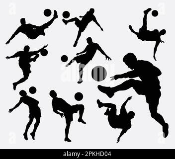 Persone che giocano a calcio silhouette Illustrazione Vettoriale