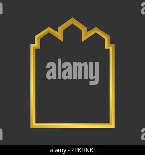 Lussuoso contorno arabico dorato. Stile ornamento islamico. Bagno islamico. Vettore del concetto di logo Ramadhan. Modello icona forma islamica Illustrazione Vettoriale