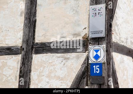 Villaggio Chiesa Wieserode nella Harz Montagne a graticcio Chiesa Foto Stock