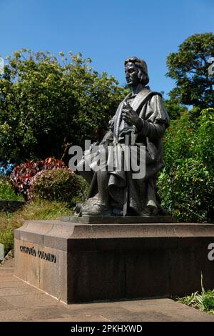 Parque de Santa (Catarina), Monumento in onore di Cristoforo Colombo, Funchal, Madeira, Portogallo Foto Stock