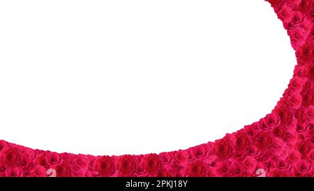 Cornice in rose rosse isolata su sfondo bianco con spazio copia. Foto Stock