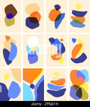 Set di illustrazioni creative minimaliste dipinte a mano per il design di cartoline o brochure. Vettore. Illustrazione Vettoriale