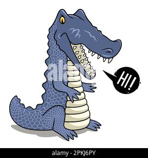 illustrazione vettoriale con carino coccodrillo per il disegno della t-shirt dei bambini Illustrazione Vettoriale