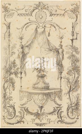 Design per pannello da parete su tema di Diana ca. 1730 di Gabriel Huquier Foto Stock