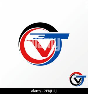 Logo design grafico concetto creativo astratto premium libero vettore stock lettera VT font veloce in cerchio tagliato swoosh. Relativo al trasporto monogramma Illustrazione Vettoriale