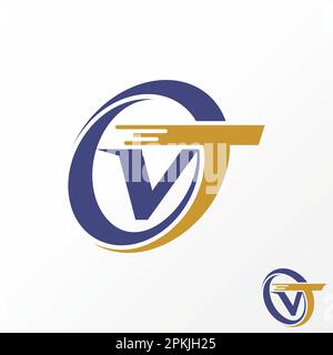 Logo design grafico concetto creativo astratto premium libero vettore stock lettera VT font veloce in cerchio taglio swoosh. Relativo al trasporto monogramma Illustrazione Vettoriale