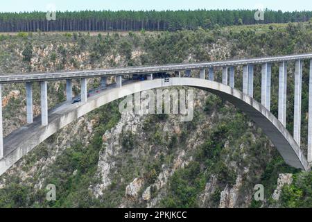 Bungee jumping al ponte di Bloukrans in Sudafrica Foto Stock