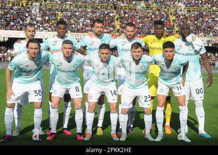 Salerno, Italia. 07th Apr, 2023. La formazione dell'Inter durante la Serie Una partita tra US Salernitana 1919 vs FC Internazionale allo Stadio Arechi il 07 aprile 2023 a Salerno (Foto di Agostino Gemito/ Pacific Press) Credit: Pacific Press Media Production Corp./Alamy Live News Foto Stock