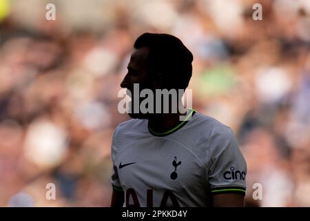 Harry Kane di Tottenham guarda su durante la partita della Premier League tra Tottenham Hotspur e Brighton e Hove Albion al Tottenham Hotspur Stadium, Londra, sabato 8th aprile 2023. (Foto: Federico Guerra Maranesi | NOTIZIE MI) Credit: NOTIZIE MI & Sport /Alamy Live News Foto Stock