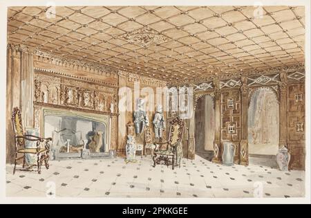 The Entrance Hall, East Sutton Place, Kent 1844 di Charles James Richardson Foto Stock