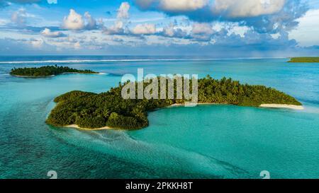 Antenna di piccole isole, Isole Cocos (Keeling), territorio australiano dell'Oceano Indiano, Australia, Oceano Indiano Foto Stock