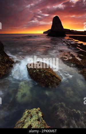 Sunset, Freshwater Bay, Isola di Wight, Inghilterra, Regno Unito, Europa Foto Stock