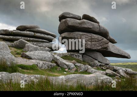 Il granito tor su Stowes Hill, Bodmin Moor, Cornwall, England, Regno Unito, Europa Foto Stock