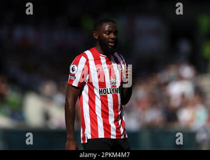 8th aprile 2023; GTECH Community Stadium, Brentford, Londra, Inghilterra; Premier League Football, Brentford contro Newcastle United; Josh Daisilva di Brentford Foto Stock