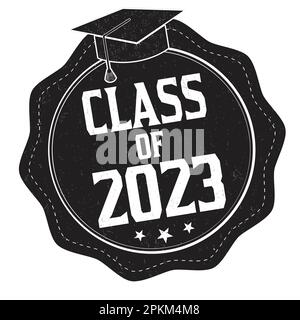 Classe di etichetta 2023 o timbro su sfondo bianco, illustrazione vettoriale Illustrazione Vettoriale