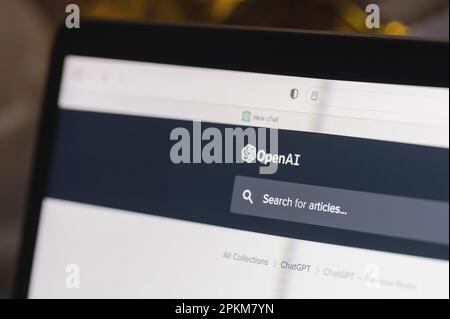 New york, Stati Uniti d'America - 7 aprile 2023: Nuova chat in OpenAi ChatGPT sullo schermo del computer vista ravvicinata Foto Stock