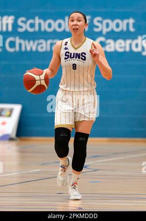 Cardiff, Regno Unito. 08th Apr, 2023. Renee Busch (Suns) durante il WBBL Cardiff Archers v Sevenoaks Suns all'Archers Arena Cardiff Regno Unito il 08 2023 aprile Alamy Live News Punteggio finale: 68 - 93 Credit: Graham Glendinning / GlennSports/Alamy Live News Foto Stock