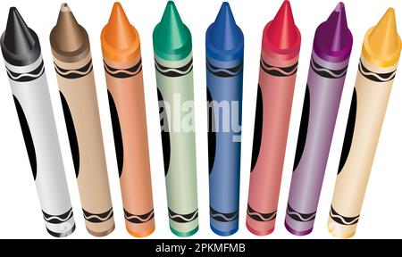 Crayons, un file Adobe Illustrator 8,0; ombreggiatura a colori. Il vettore ART isolato può essere spostato, modificato individualmente. Illustrazione Vettoriale