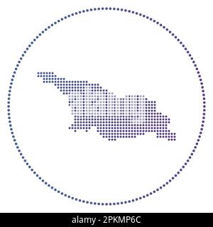 Badge digitale Georgia. Mappa in stile punteggiato della Georgia in cerchio. Icona tecnica del paese con punti sfumati. Eccellente illustrazione vettoriale. Illustrazione Vettoriale