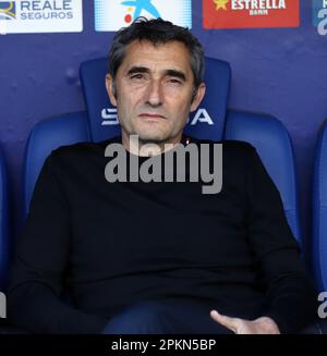 Sabadell, Barcellona, Spagna. 8th Apr, 2023. Barcellona Spagna 08.04.2023 Ernesto Valverde allenatore (Athletic Club) guarda durante la Liga Santander tra Espanyol e Athletic Club allo stadio RCDE il 08 aprile 2023 a Barcellona. (Credit Image: © Xavi Urgeles/ZUMA Press Wire) SOLO PER USO EDITORIALE! Non per USO commerciale! Credit: ZUMA Press, Inc./Alamy Live News Foto Stock