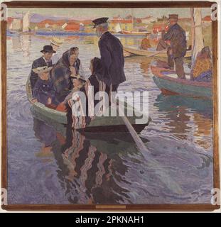 Chiesa-goers in una barca 1909 di Carl Wilhelmson Foto Stock