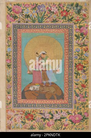 Il St. Petersburg Album: Rappresentazione allegorica dell'imperatore Jahangir e Shah circa 1618 di Abu'l Hasan Foto Stock