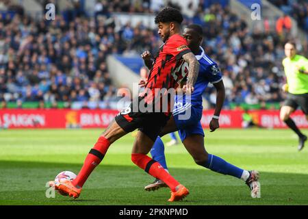 Leicester, Regno Unito. 8th Apr 2023. Philip Billing di Bournemouth in azione durante la partita della Premier League tra Leicester City e Bournemouth al King Power Stadium di Leicester sabato 8th aprile 2023. (Foto: Jon Hobley | NOTIZIE MI) Credit: NOTIZIE MI & Sport /Alamy Live News Foto Stock