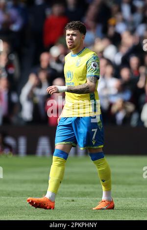 Birmingham, Regno Unito. 08th Apr, 2023. Neco Williams di Nottingham Forest guarda su. Partita della Premier League, Aston Villa contro Nottingham Forest al Villa Park di Birmingham sabato 8th aprile 2023. Questa immagine può essere utilizzata solo per scopi editoriali. Solo per uso editoriale, foto di Andrew Orchard/Andrew Orchard sports photography/Alamy Live news Credit: Andrew Orchard sports photography/Alamy Live News Foto Stock