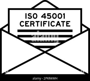 Busta e lettera con certificato ISO 45001 come titolo Illustrazione Vettoriale