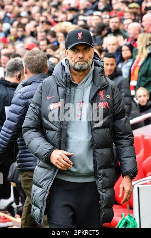 Anfield, Liverpool, Merseyside, Regno Unito. 9th Apr, 2023. Premier League Football, Liverpool contro Arsenal; Liverpool Manager Jurgen Klopp Credit: Action Plus Sports/Alamy Live News Foto Stock