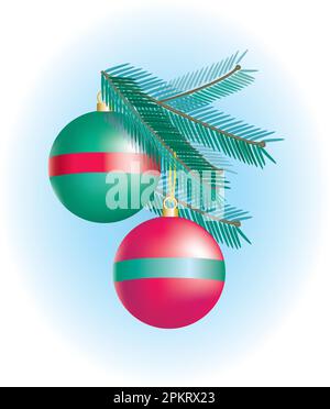 Vecchio stile albero di Natale vetro ornamenti Illustrazione Vettoriale