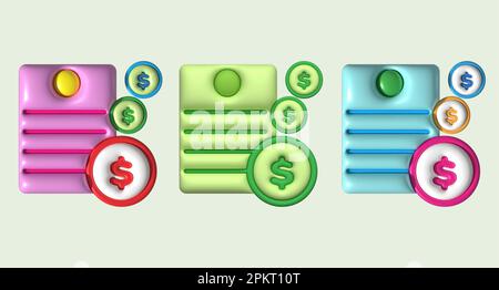 3D illustrazione di un modulo di informazione fiscale e finanziaria. Foto Stock