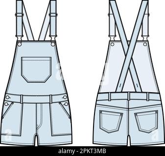 Pantaloncini jeans da donna. CAD moda. Illustrazione Vettoriale