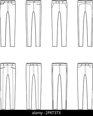 Pantaloni skinny donne. CAD moda. Illustrazione Vettoriale