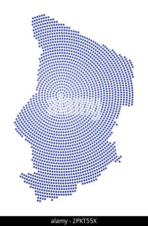 Cartina punteggiata in Ciad. Forma in stile digitale del Ciad. Icona tecnologica del paese con punti graduati. Interessante illustrazione vettoriale. Illustrazione Vettoriale