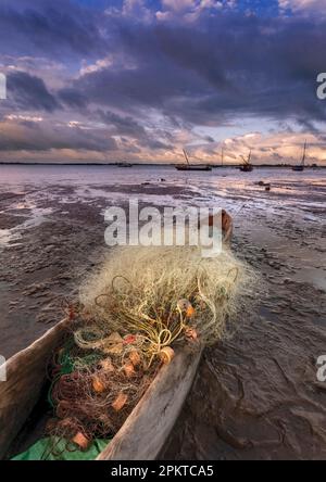 Bassa marea nell'Isola di Lamu. Foto Stock