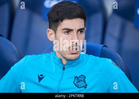 Carlos Fernandez di Real Sociedad in azione durante la partita la Liga Santander tra Real Sociedad e Getafe CF allo stadio reale Arena il 8 aprile, Foto Stock