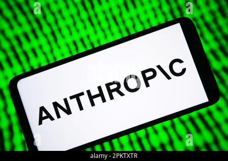 Ucraina. 9th Apr, 2023. In questa immagine, il logo antropico viene visualizzato sullo schermo di uno smartphone. (Credit Image: © Pavlo Gonchar/SOPA Images via ZUMA Press Wire) SOLO PER USO EDITORIALE! Non per USO commerciale! Foto Stock