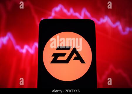 Ucraina. 9th Apr, 2023. In questa illustrazione, Electronic Arts Inc (EA) viene visualizzato sullo schermo di uno smartphone. (Credit Image: © Pavlo Gonchar/SOPA Images via ZUMA Press Wire) SOLO PER USO EDITORIALE! Non per USO commerciale! Foto Stock