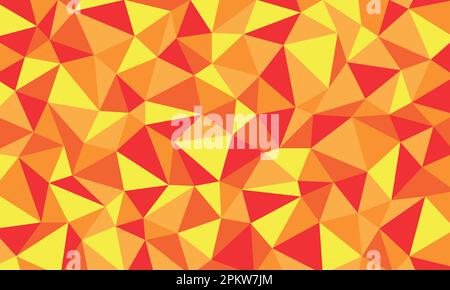 Basso poligonale di stile poligonale poligonale triangolare irregolare astratto irregolare mosaico multicolore disegno vettoriale in arancione e giallo Illustrazione Vettoriale