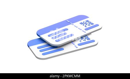 Preparativi per un viaggio felice via. Aereo, biglietto, bagaglio, passaporto, ecc. 3D rendering Foto Stock